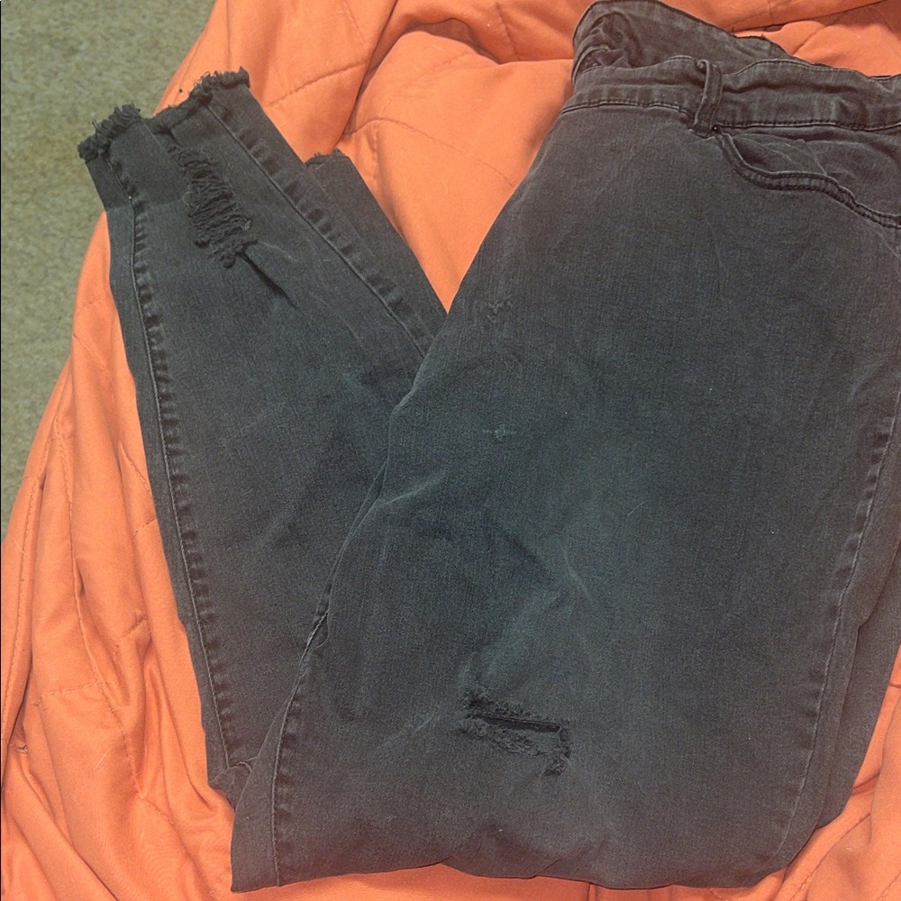 Distressed Black Women's Jeans